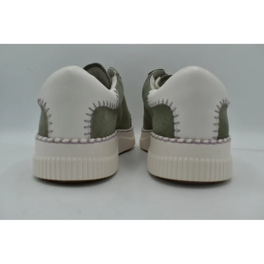 Sofft Frazier Sneaker Women 10 Hedge Green White Suede Platform Shoes NWB